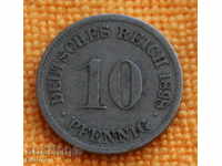 1898 Γ.- 10 pfennig, D, Γερμανία εξαιρετική