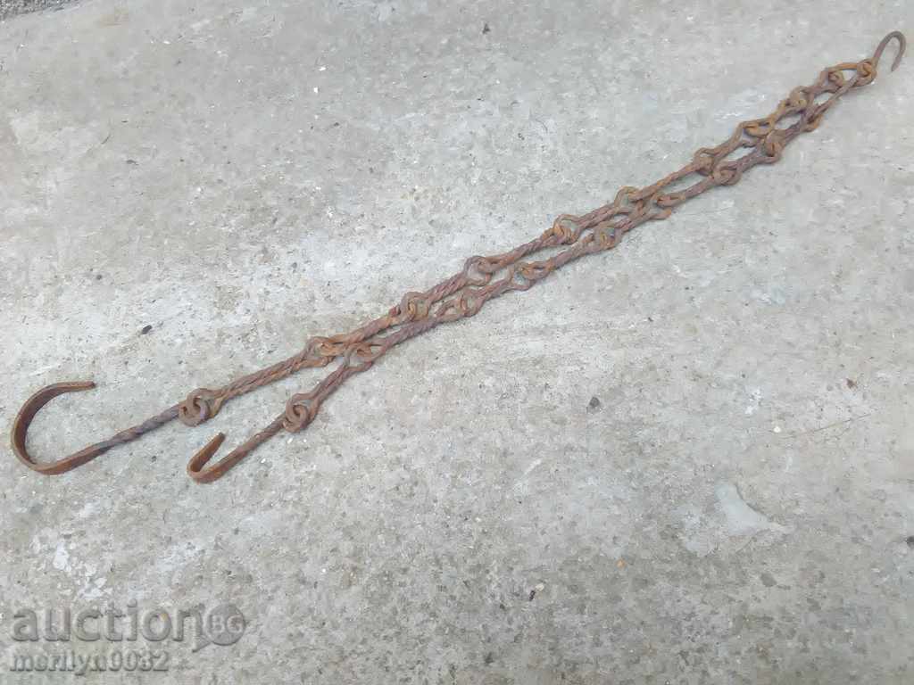 Vatra veche lanț forjat, fier forjat, cârlig de lanț