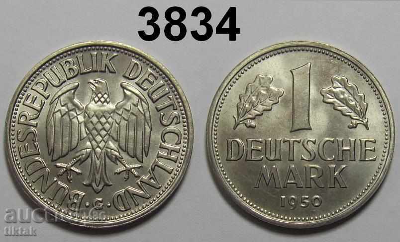 Германия 1 марка 1950 G UNC ФРГ рядка монета