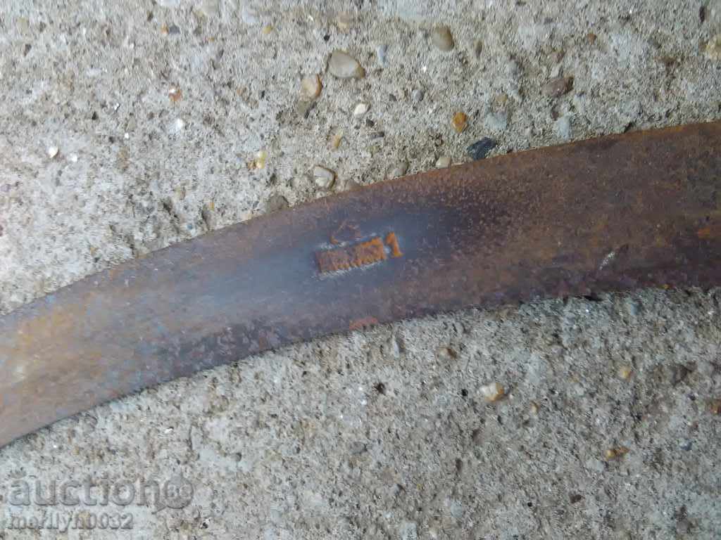 Auction An old sickle with a seal, a knife, a blade, a wrought iron Auction An old sickle with a seal, a knife, a blade, a wrought iron