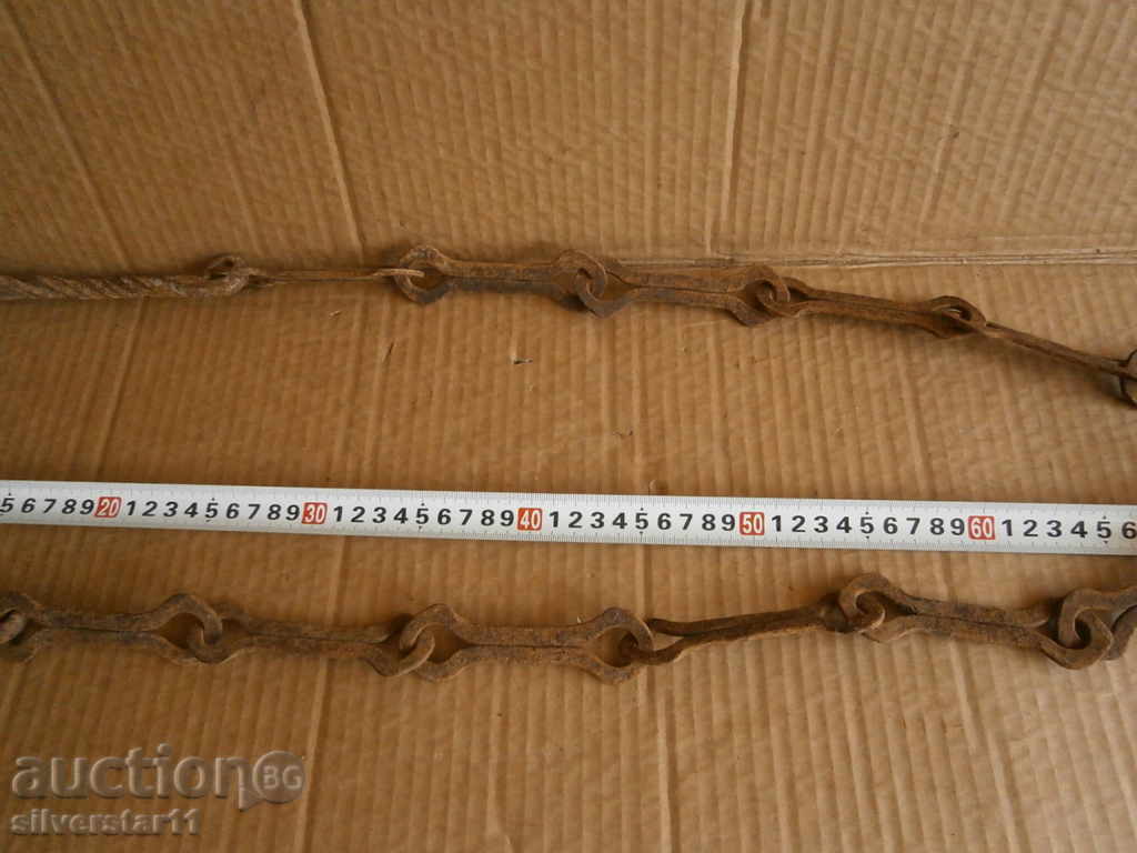 Old forged chain with hook, hearth for hearth - 5