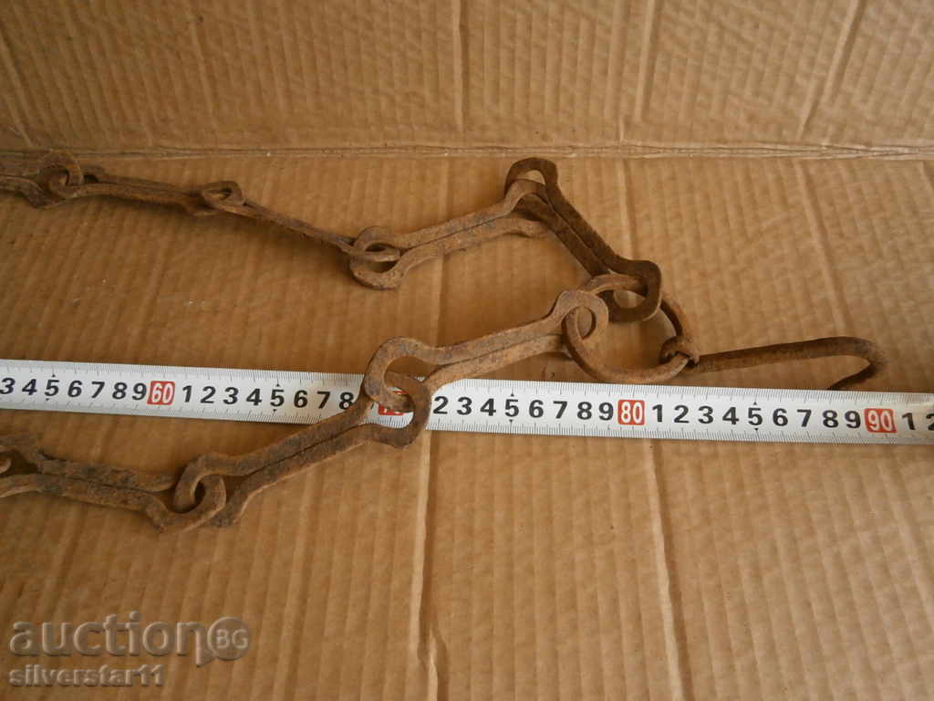 Old forged chain with hook, hearth for hearth - 6