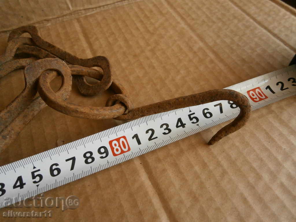 Old forged chain with hook, hearth for hearth - 7