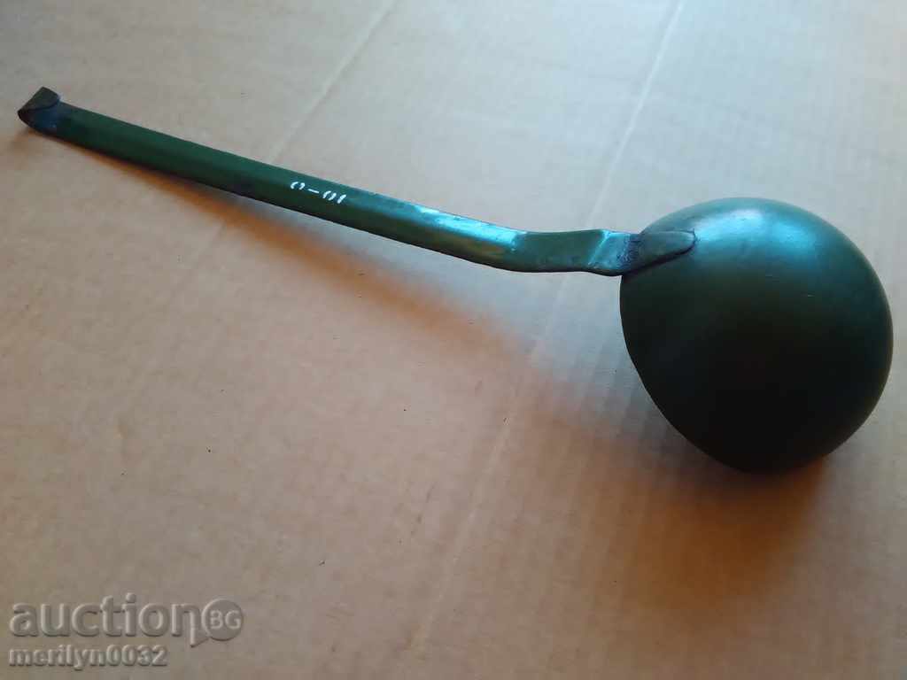 Delivery of Old enameled ladle, spoon with enamel, wounded sod, Bulgaria