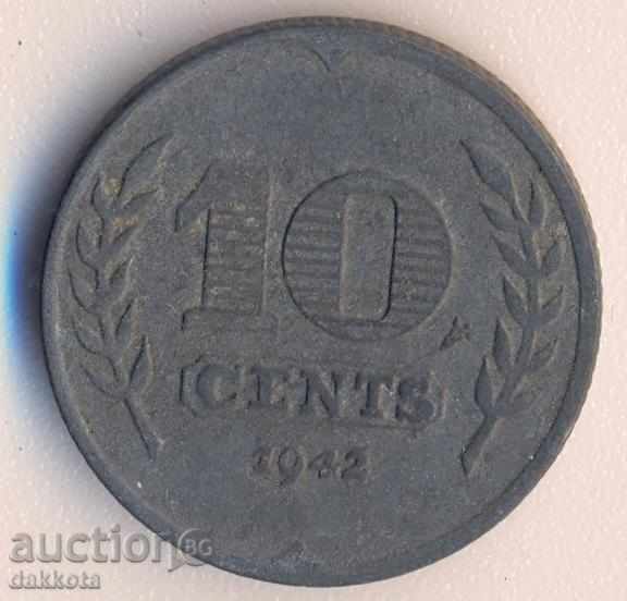 Холандия 10 цента 1942 година, цинк
