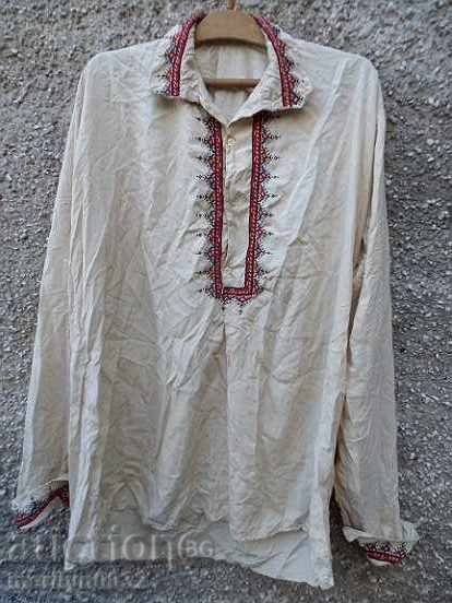 Стара мъжка юношеска копринена риза ръчна бродерия носия