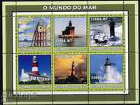 Чисти марки в малък лист Морски Фарове 2002 от Мозамбик