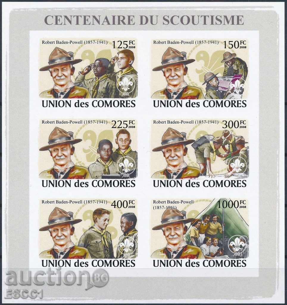 Чисти марки в малък лист Скаути 2008 от  Коморски острови