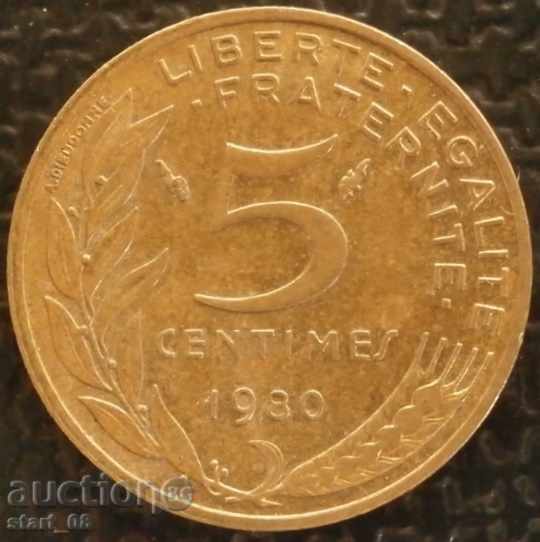 Франция - 5 сантима 1980 г.
