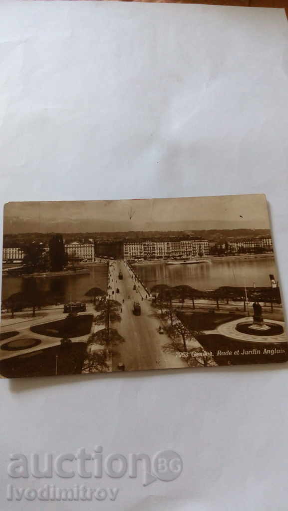 Ποστάλ Geneve Rade et Jardin Anglais 1921
