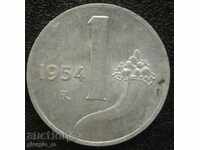 Италия - 1 лира 1954г.