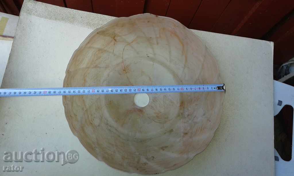 Auction  Large old glass lampshade for lamp, chandelier