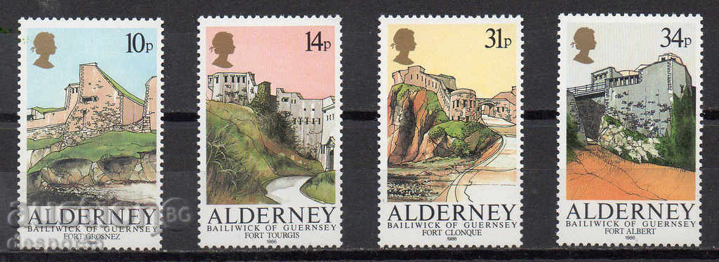 1986. Marea Britanie - Alderney. Cetati.