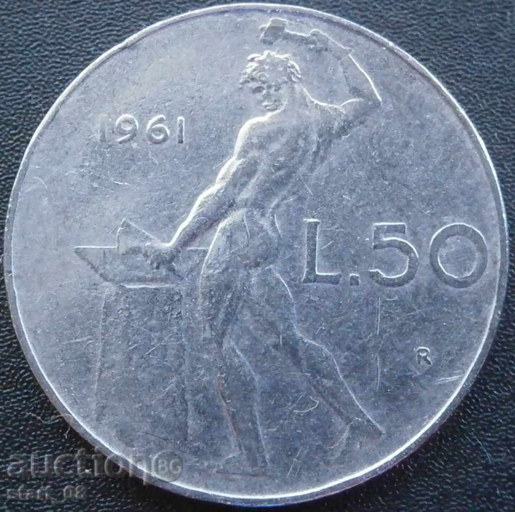 Италия - 50 лири 1961г.