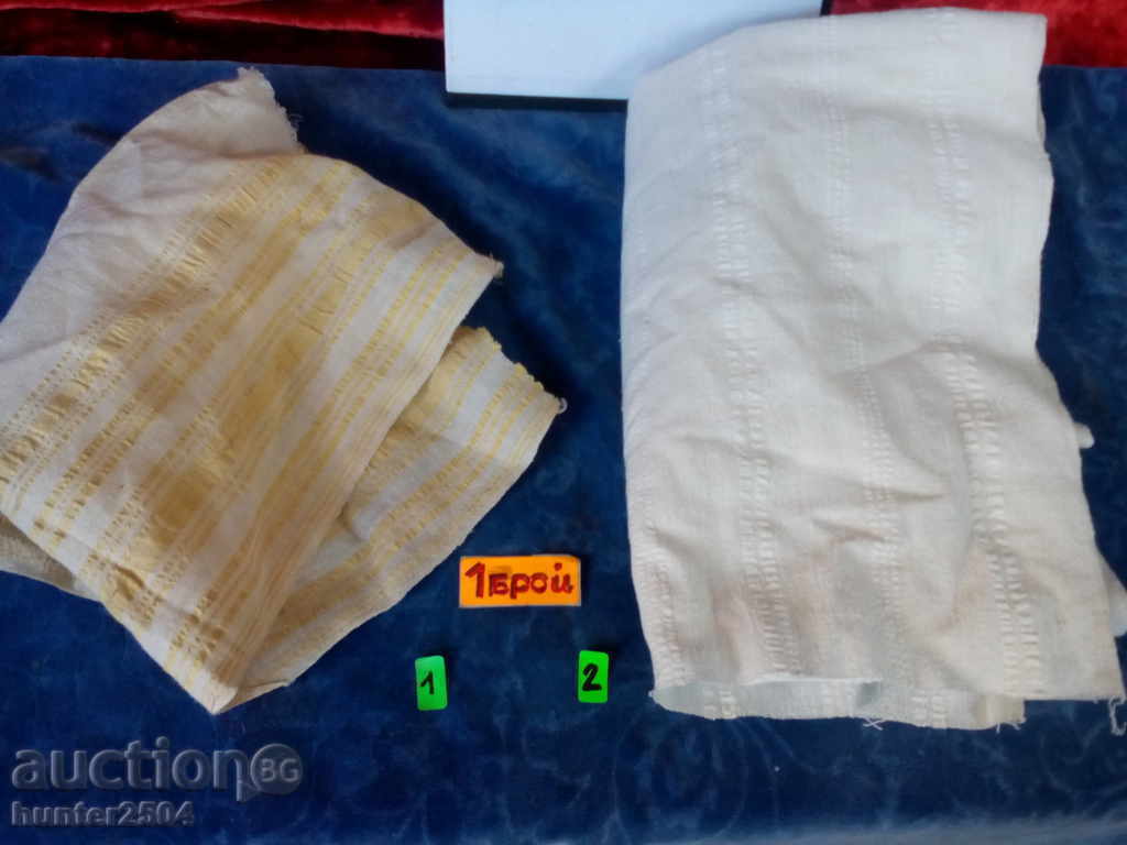 LOT, HANDWOVEN HEMP, WOMEN'S KNITTED EDGES, 48x38cm. AND 250x40cm. LOT