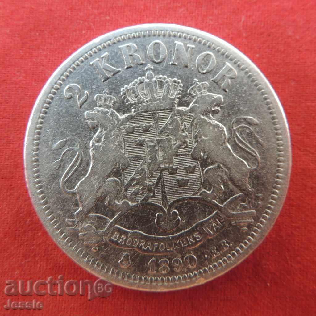 2 крони 1890 ЕВ сребро Швеция