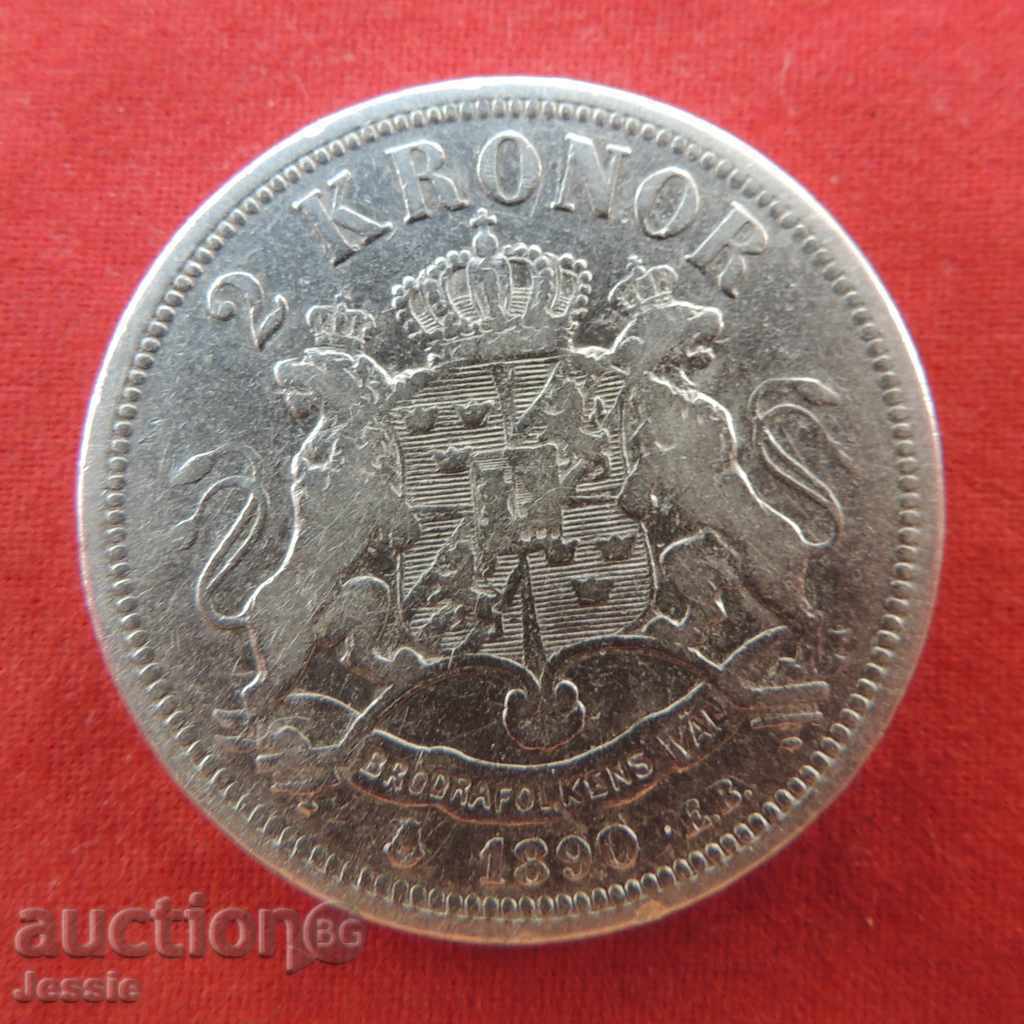 2 kroner 1890 EB silver Sweden