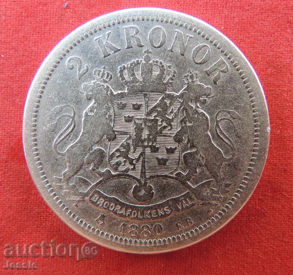 2 coroane 1880 EB argint Suedia