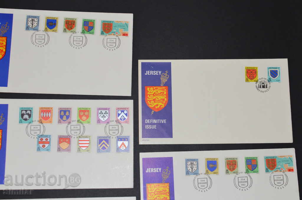 Delivery of Jersey / Jersey 8 pcs. first envelopes 1976-1985. Delivery of Jersey / Jersey 8 pcs. first envelopes 1976-1985.