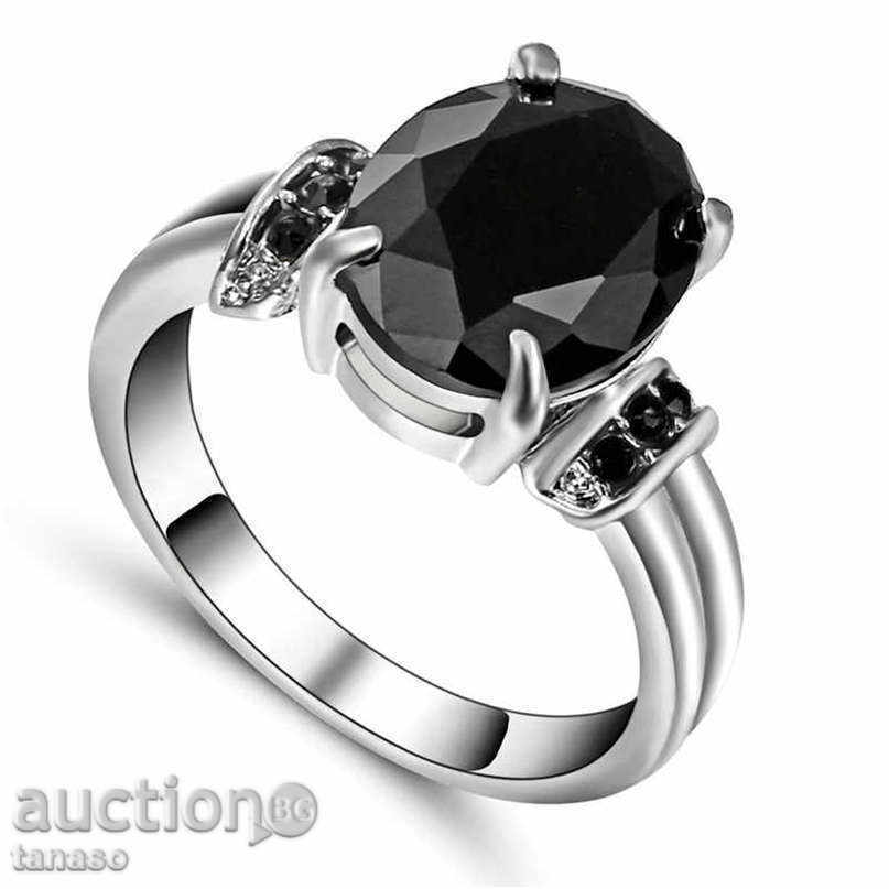 Ring No. 53 with Black Cubic Zircon and Black Rhodian Coat