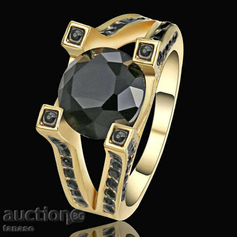№53 Δαχτυλίδι με μαύρο Sapphire και κίτρινο ρόδιο φινίρισμα