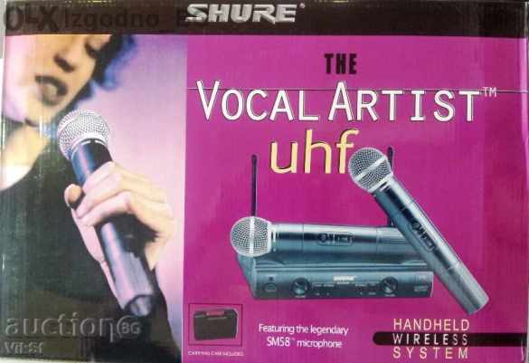 Shure Sm58 Vocal artist Uhf два безжични микрофони - в куфар