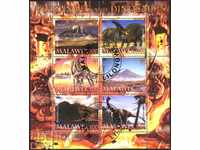 Stamp Brands Small Sheet Volcanoes & Dinosaurs 2007 Malawi