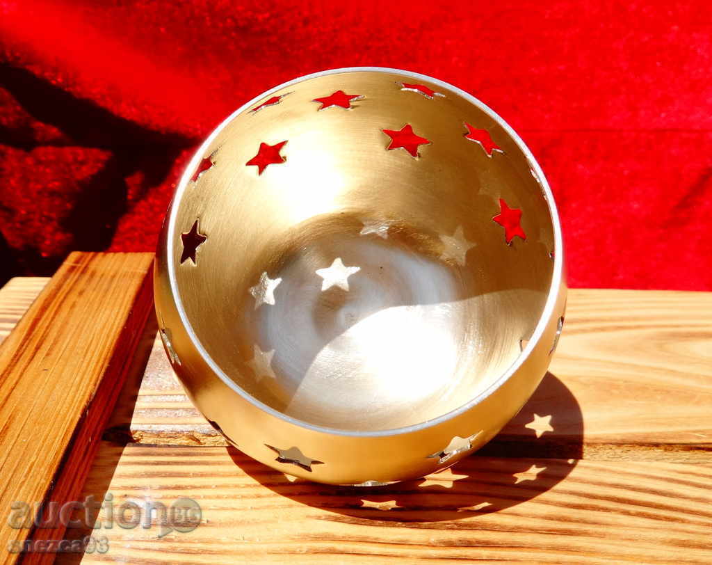 Auction  German brass candlestick, stars