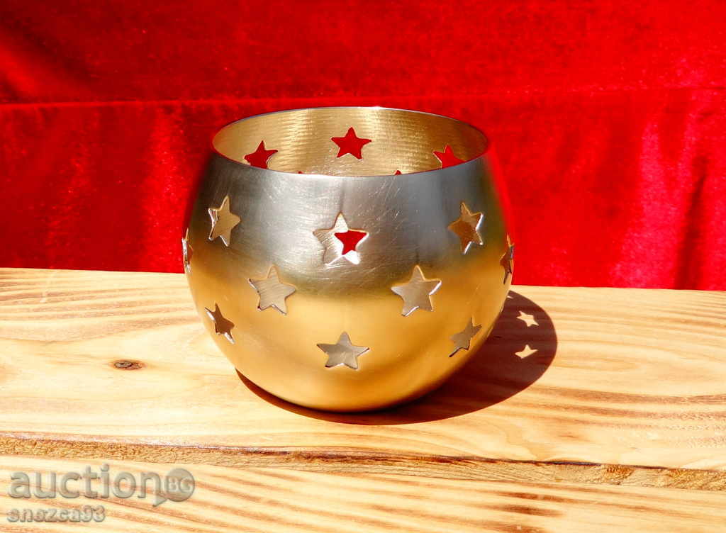 German brass candlestick, stars