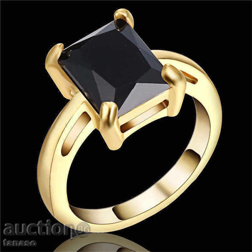 Δαχτυλίδι 54 με μαύρο ζαφείρι, επιχρύσωση με τιμή 20.00 BGN | € 10.23 Δαχτυλίδι 54 με μαύρο ζαφείρι, επιχρύσωση με τιμή 20.00 BGN | € 10.23