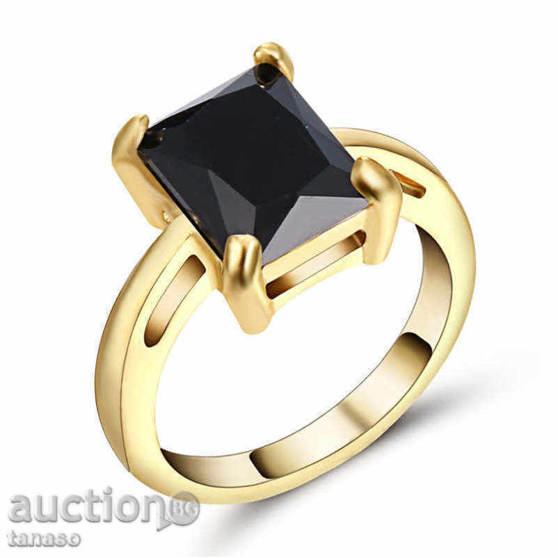 Ring №54 with Black sapphire, gilding