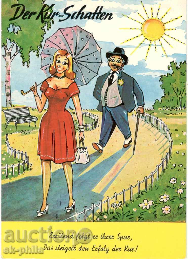 Postcard - Humor - Man and woman in the park