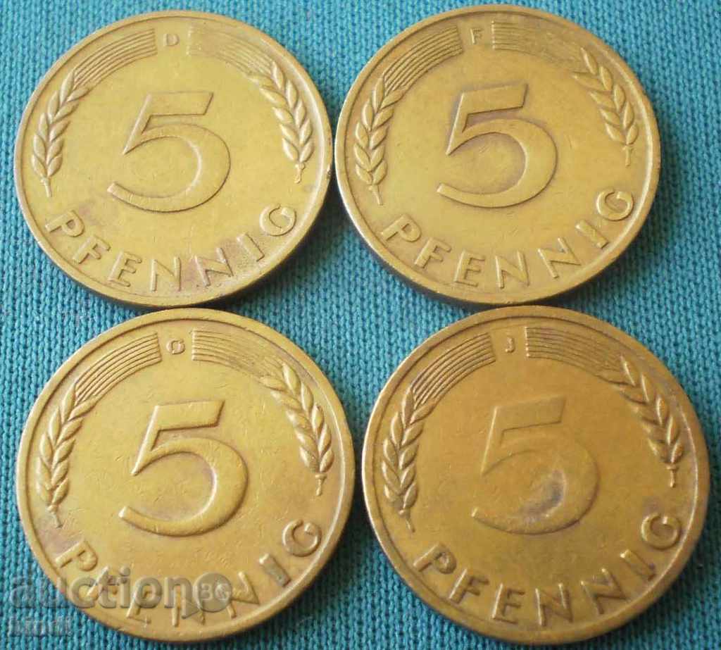 Лот Германия 5 Пфениг 1949 ( D,F,G,J) Rare с цена € 5.11 | 9.99 лв. Лот Германия 5 Пфениг 1949 ( D,F,G,J) Rare с цена € 5.11 | 9.99 лв.
