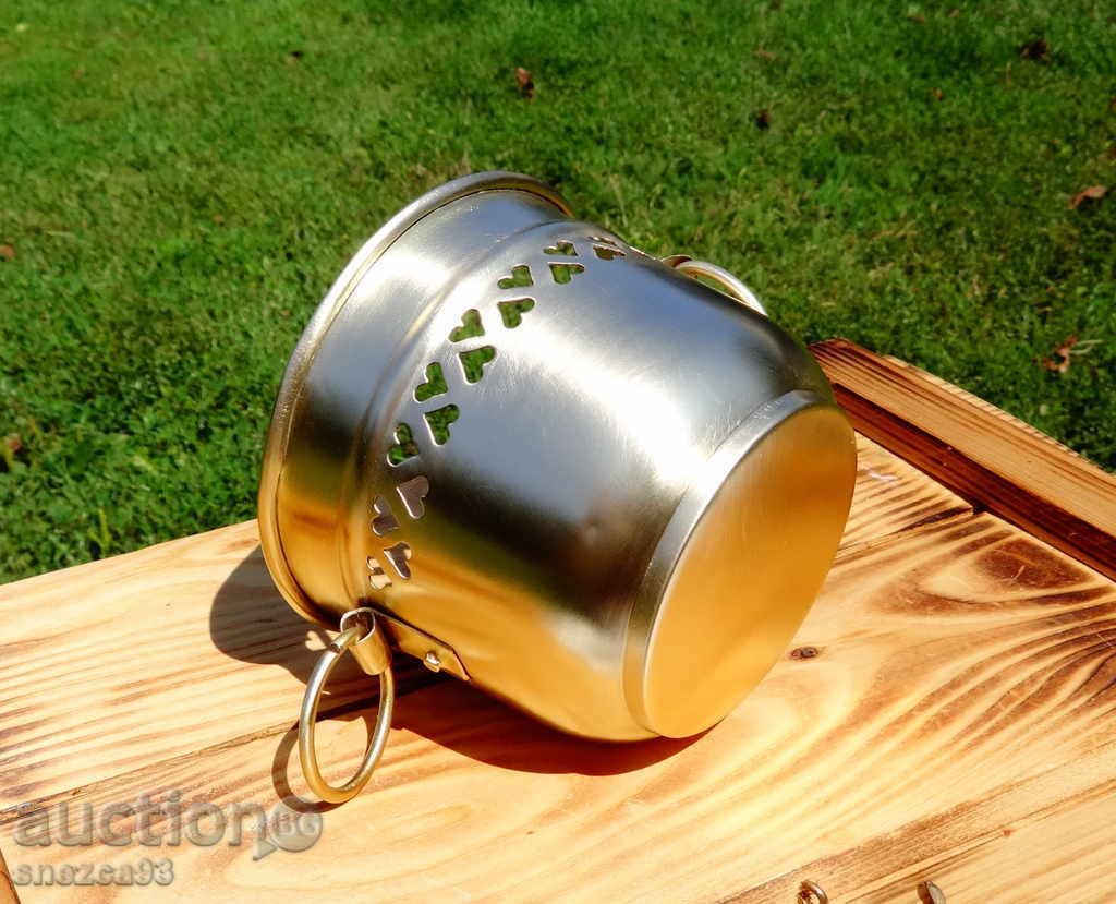 Delivery of Antique vessel, candy box with openwork, rings, brass.