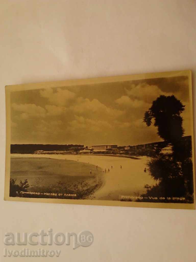 Пощенска картичка Приморско Изглед от плажа 1960