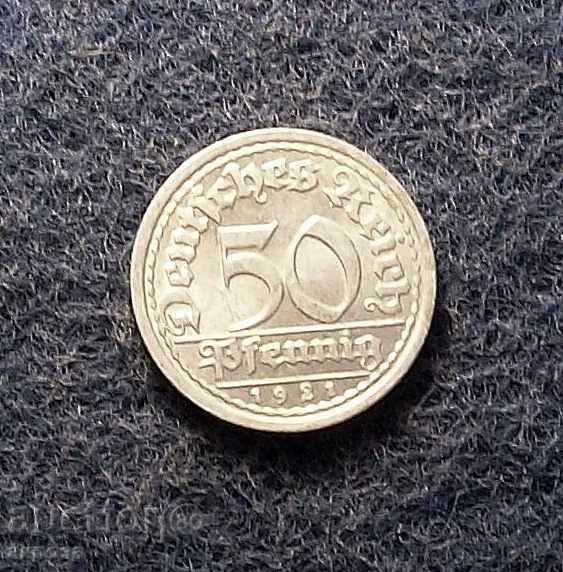 50 pffing 1921-J-ORDER EMISSION-MINT with price 6.00 BGN | € 3.07 50 pffing 1921-J-ORDER EMISSION-MINT with price 6.00 BGN | € 3.07