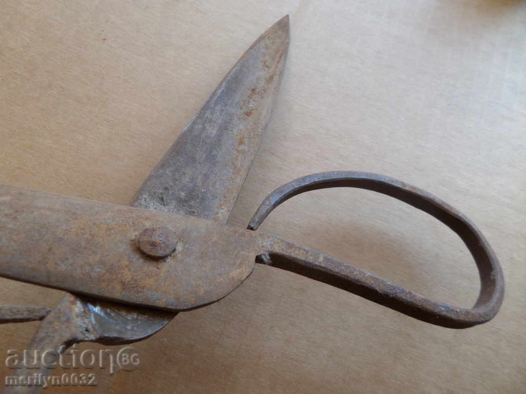 Old scissor scissors, wrought iron - 5