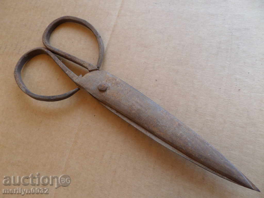 Old scissor scissors, wrought iron - 7