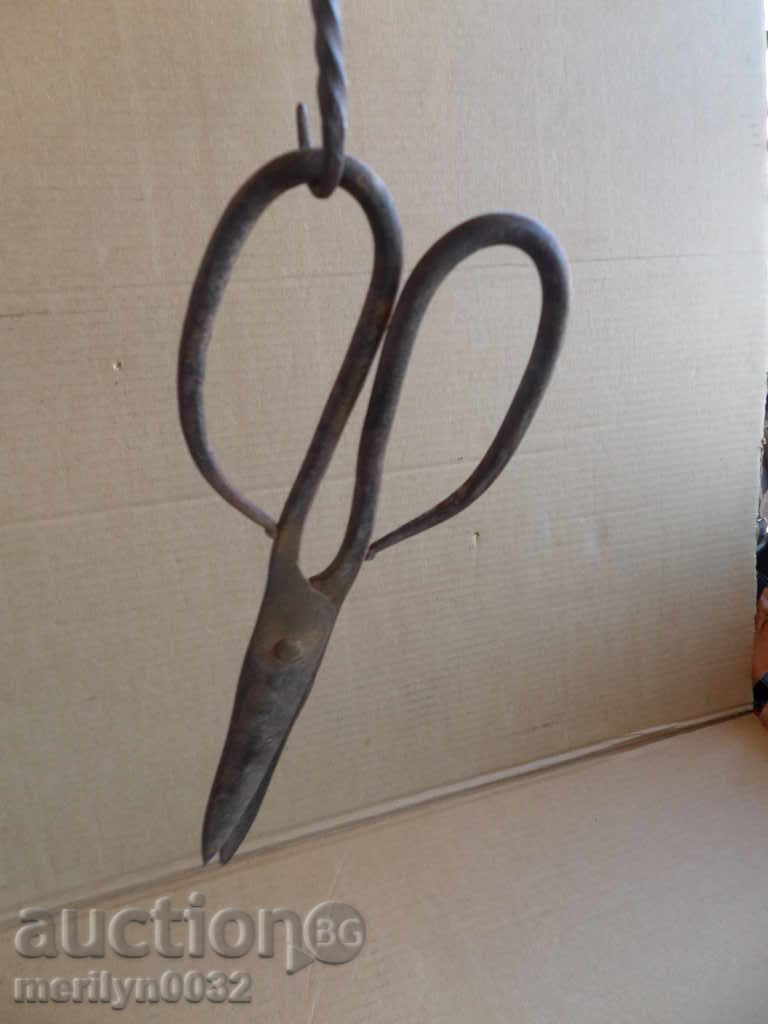 Old scissor scissors, wrought iron - 6