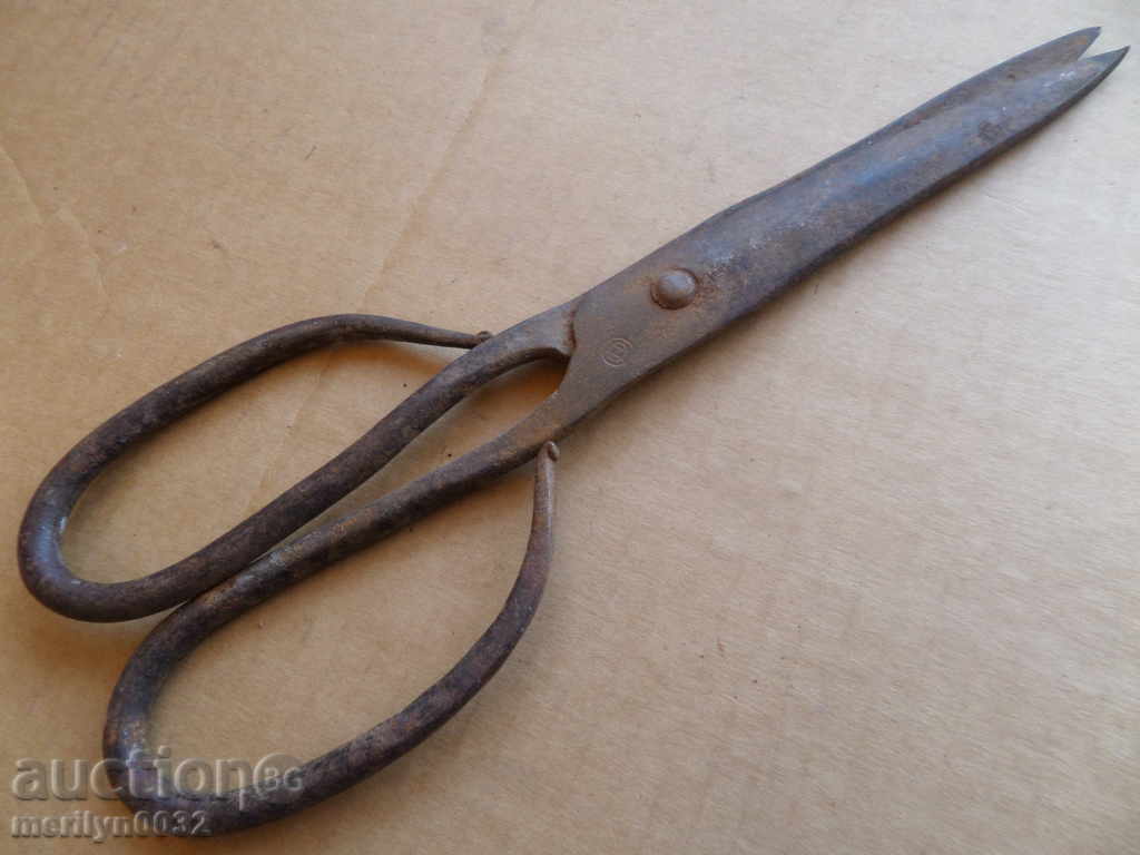 Old scissor scissors, wrought iron - 7