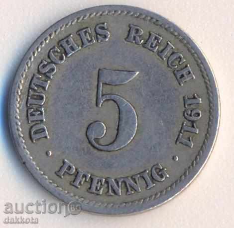 Germania 5 pfenigi 1911f