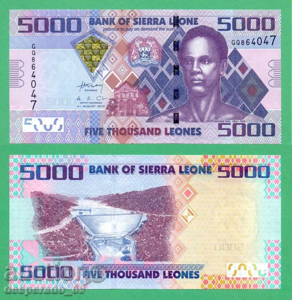 (¯` '• ¸ SIERRA LEON 5000 UNLION 2013 UNC • • • •)