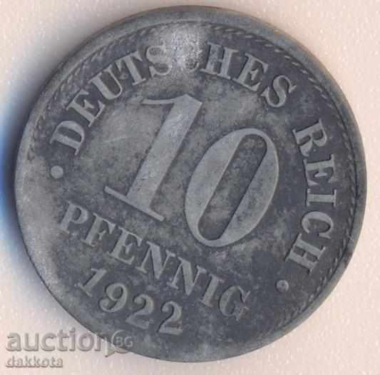 Germania 10 pfenigi 1922, Zinc