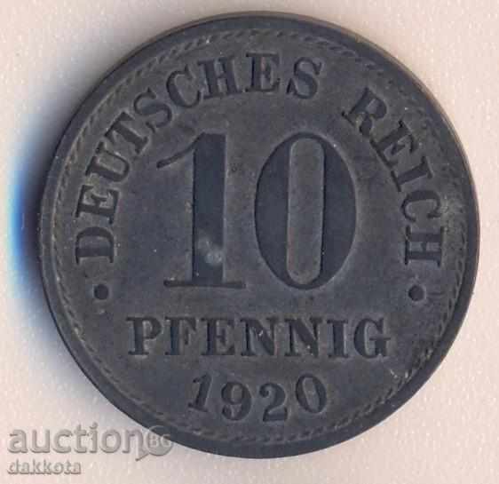 Γερμανία 10 pfennigs 1920, ψευδάργυρο