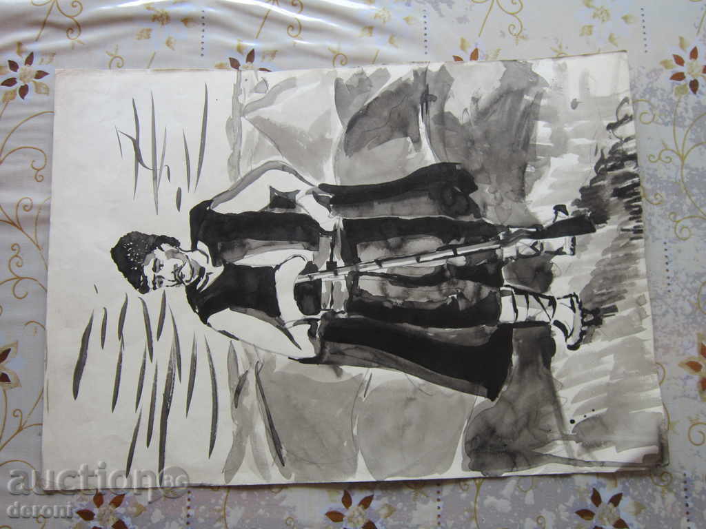 Δημοπρασία Παλιά ηγέτης ακουαρέλα ανταρτών από χαρτόνι Δημοπρασία Παλιά ηγέτης ακουαρέλα ανταρτών από χαρτόνι