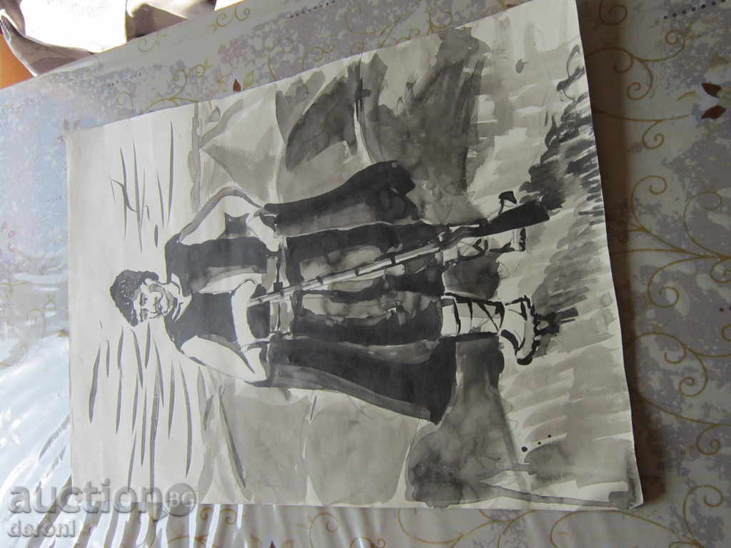 Παράδοση Παλιά ηγέτης ακουαρέλα ανταρτών από χαρτόνι Παράδοση Παλιά ηγέτης ακουαρέλα ανταρτών από χαρτόνι