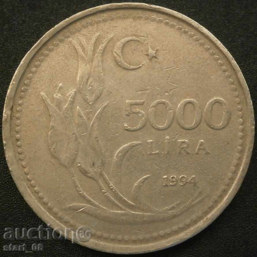 Turkey 5000 pounds 1994