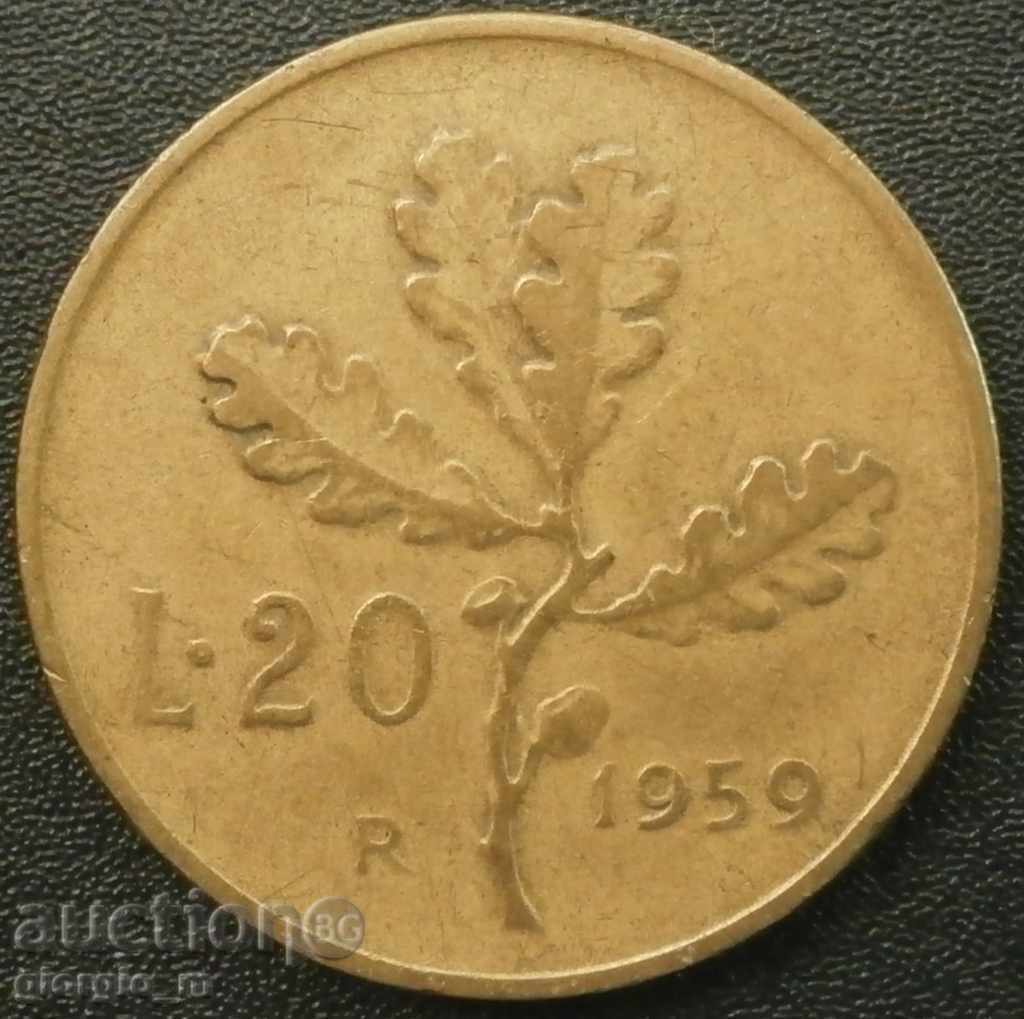 Italia - 20 liras 1959.