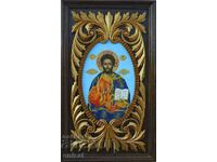 "Jesus Christ Almighty" icon, wood carving, icon painting