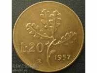 Ιταλία - 20 λίρες το 1957.